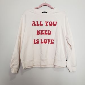 Wildfox all you need is love pullover sweatshirt m